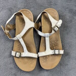 Vionic Sandals‎ Womens 8 Adriane Off White Patent Leather Buckle Comfort Shoes